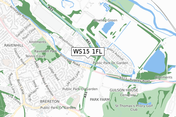 WS15 1FL map - small scale - OS Open Zoomstack (Ordnance Survey)