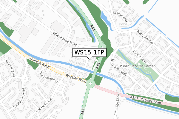 WS15 1FP map - large scale - OS Open Zoomstack (Ordnance Survey)