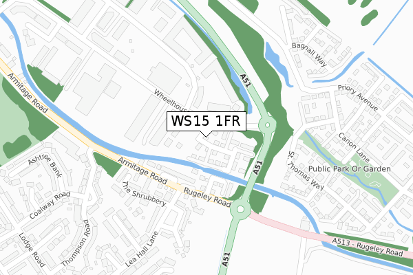 WS15 1FR map - large scale - OS Open Zoomstack (Ordnance Survey)