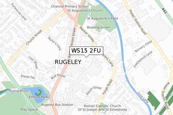 WS15 2FU map - large scale - OS Open Zoomstack (Ordnance Survey)