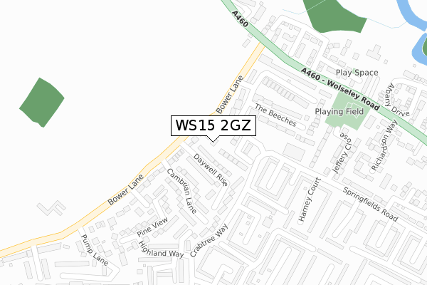 WS15 2GZ map - large scale - OS Open Zoomstack (Ordnance Survey)
