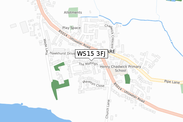 WS15 3FJ map - large scale - OS Open Zoomstack (Ordnance Survey)
