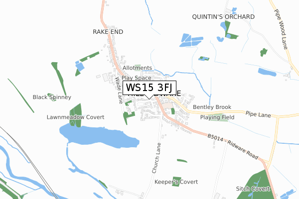 WS15 3FJ map - small scale - OS Open Zoomstack (Ordnance Survey)