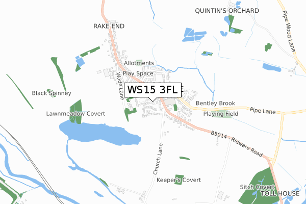 WS15 3FL map - small scale - OS Open Zoomstack (Ordnance Survey)