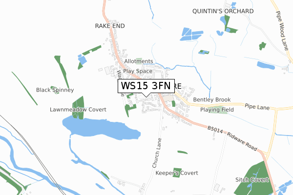 WS15 3FN map - small scale - OS Open Zoomstack (Ordnance Survey)