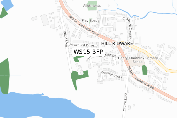 WS15 3FP map - large scale - OS Open Zoomstack (Ordnance Survey)