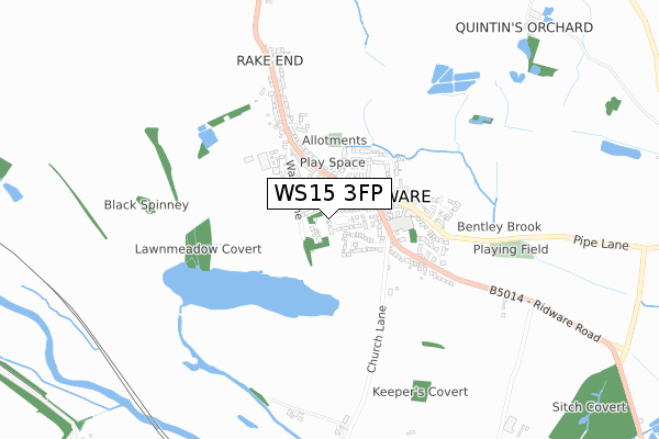 WS15 3FP map - small scale - OS Open Zoomstack (Ordnance Survey)