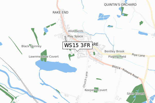WS15 3FR map - small scale - OS Open Zoomstack (Ordnance Survey)