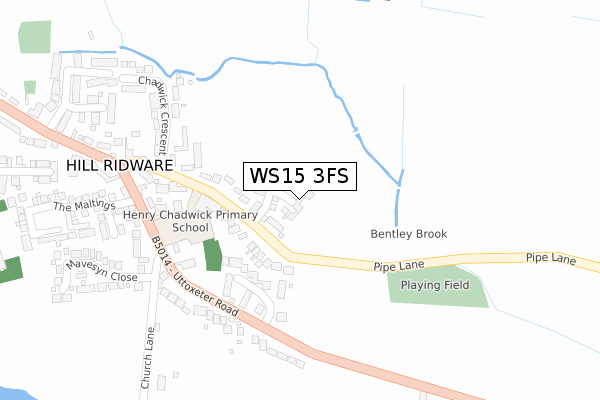 WS15 3FS map - large scale - OS Open Zoomstack (Ordnance Survey)
