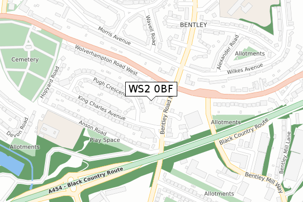 WS2 0BF map - large scale - OS Open Zoomstack (Ordnance Survey)
