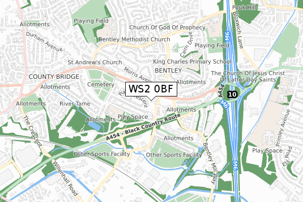 WS2 0BF map - small scale - OS Open Zoomstack (Ordnance Survey)