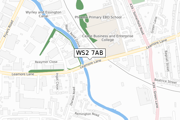 WS2 7AB map - large scale - OS Open Zoomstack (Ordnance Survey)