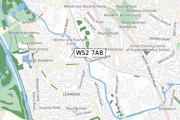 WS2 7AB map - small scale - OS Open Zoomstack (Ordnance Survey)