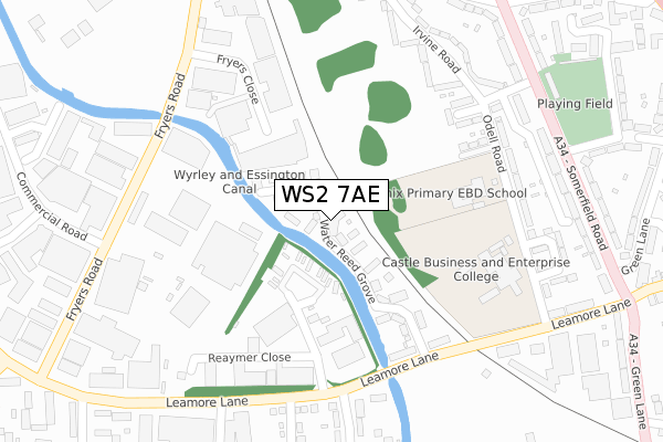 WS2 7AE map - large scale - OS Open Zoomstack (Ordnance Survey)