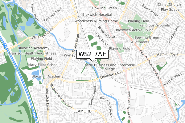 WS2 7AE map - small scale - OS Open Zoomstack (Ordnance Survey)