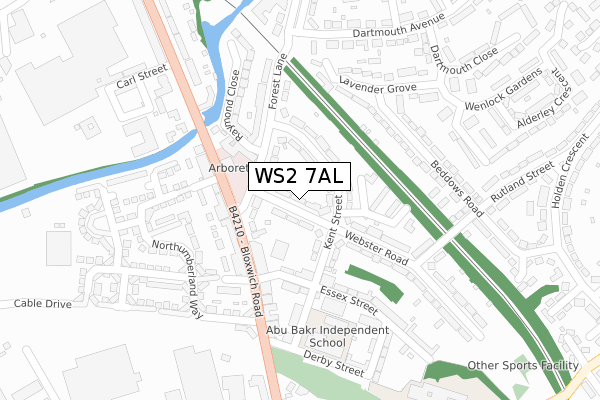 WS2 7AL map - large scale - OS Open Zoomstack (Ordnance Survey)