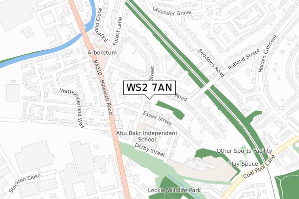 WS2 7AN map - large scale - OS Open Zoomstack (Ordnance Survey)