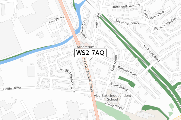 WS2 7AQ map - large scale - OS Open Zoomstack (Ordnance Survey)