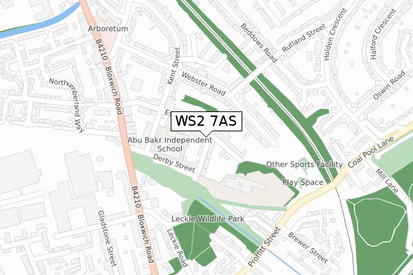 WS2 7AS map - large scale - OS Open Zoomstack (Ordnance Survey)