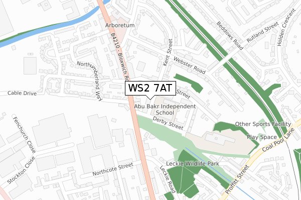 WS2 7AT map - large scale - OS Open Zoomstack (Ordnance Survey)