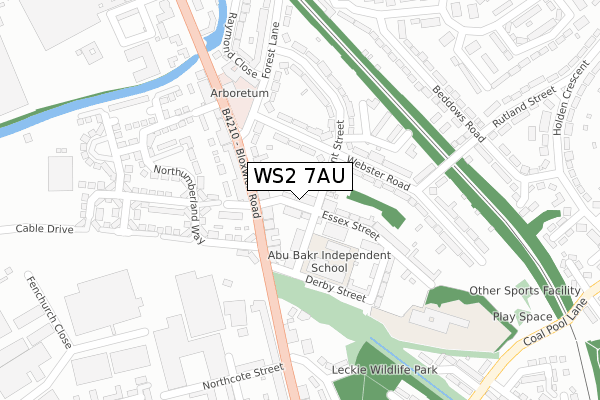 WS2 7AU map - large scale - OS Open Zoomstack (Ordnance Survey)