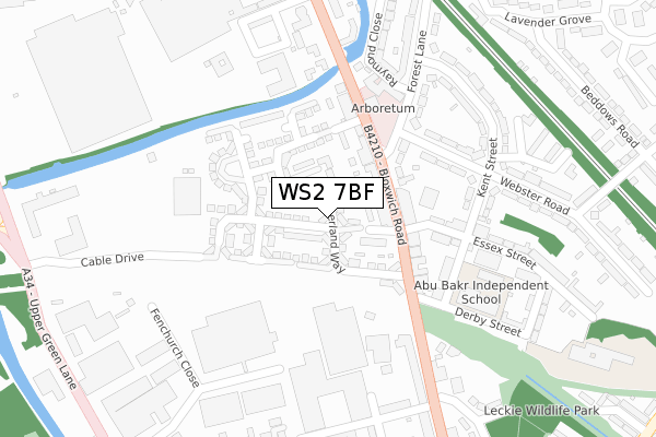 WS2 7BF map - large scale - OS Open Zoomstack (Ordnance Survey)