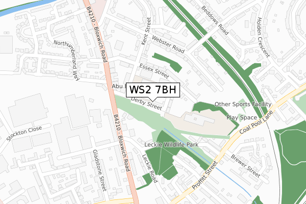 WS2 7BH map - large scale - OS Open Zoomstack (Ordnance Survey)