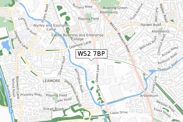 WS2 7BP map - small scale - OS Open Zoomstack (Ordnance Survey)