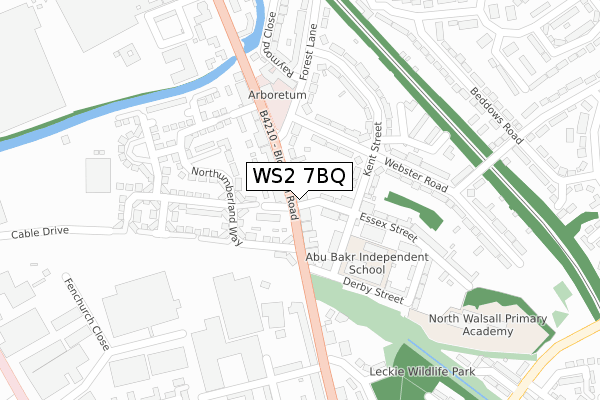 WS2 7BQ map - large scale - OS Open Zoomstack (Ordnance Survey)