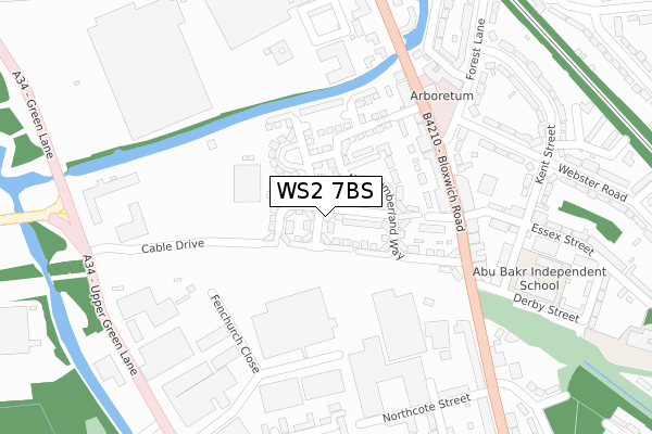 WS2 7BS map - large scale - OS Open Zoomstack (Ordnance Survey)