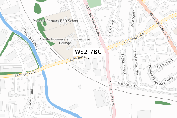 WS2 7BU map - large scale - OS Open Zoomstack (Ordnance Survey)