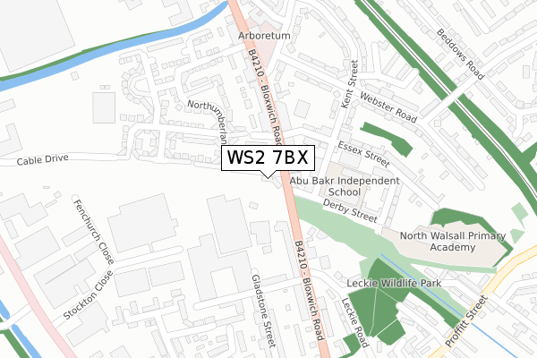 WS2 7BX map - large scale - OS Open Zoomstack (Ordnance Survey)