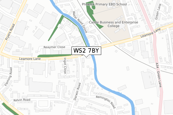 WS2 7BY map - large scale - OS Open Zoomstack (Ordnance Survey)