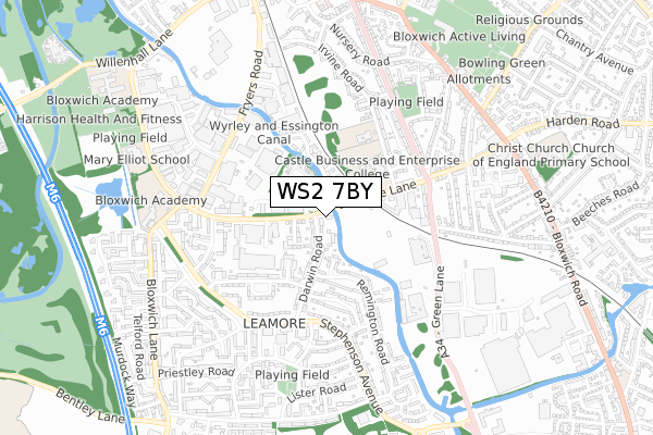 WS2 7BY map - small scale - OS Open Zoomstack (Ordnance Survey)