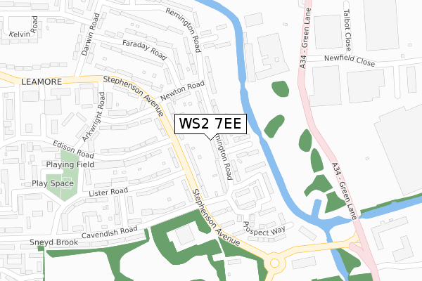WS2 7EE map - large scale - OS Open Zoomstack (Ordnance Survey)