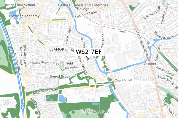 WS2 7EF map - small scale - OS Open Zoomstack (Ordnance Survey)