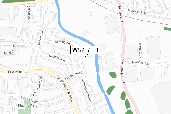 WS2 7EH map - large scale - OS Open Zoomstack (Ordnance Survey)