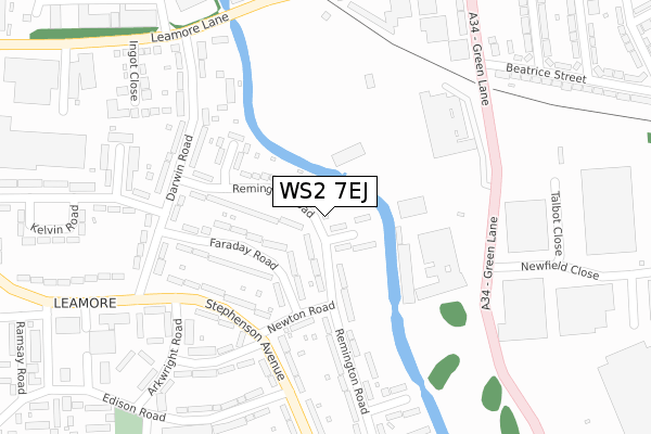 WS2 7EJ map - large scale - OS Open Zoomstack (Ordnance Survey)