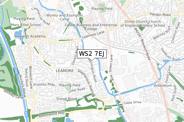 WS2 7EJ map - small scale - OS Open Zoomstack (Ordnance Survey)