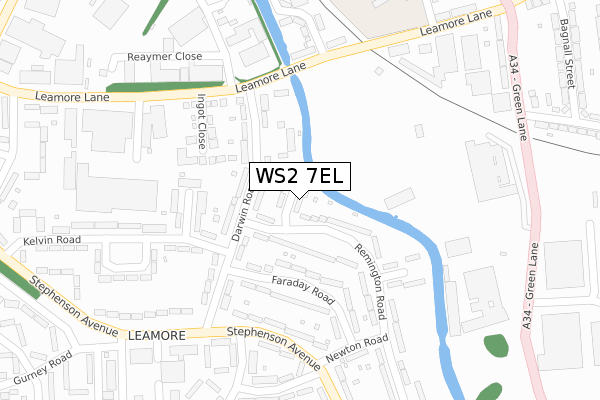 WS2 7EL map - large scale - OS Open Zoomstack (Ordnance Survey)