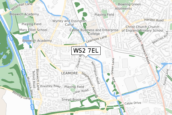 WS2 7EL map - small scale - OS Open Zoomstack (Ordnance Survey)