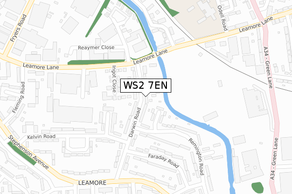 WS2 7EN map - large scale - OS Open Zoomstack (Ordnance Survey)