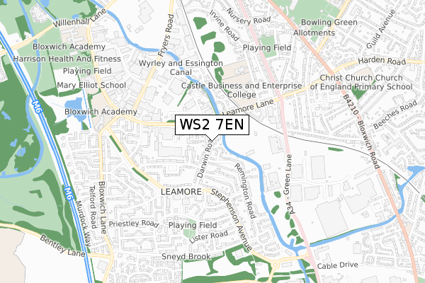 WS2 7EN map - small scale - OS Open Zoomstack (Ordnance Survey)