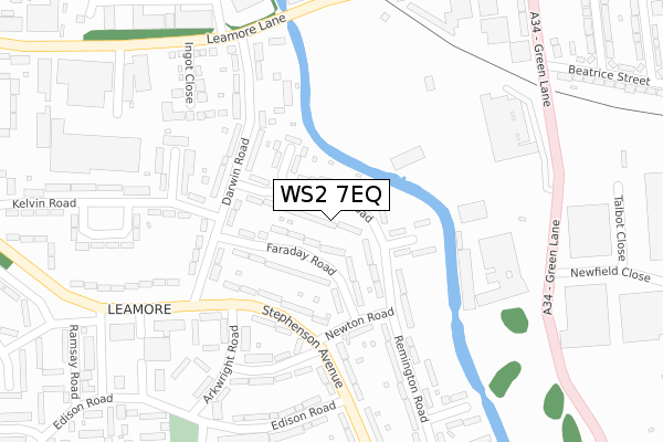 WS2 7EQ map - large scale - OS Open Zoomstack (Ordnance Survey)
