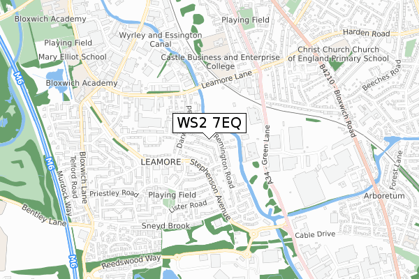 WS2 7EQ map - small scale - OS Open Zoomstack (Ordnance Survey)