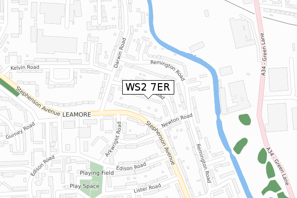 WS2 7ER map - large scale - OS Open Zoomstack (Ordnance Survey)