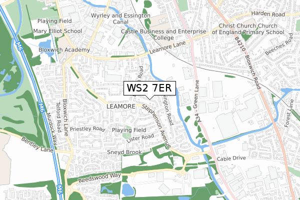 WS2 7ER map - small scale - OS Open Zoomstack (Ordnance Survey)
