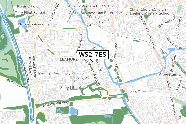 WS2 7ES map - small scale - OS Open Zoomstack (Ordnance Survey)