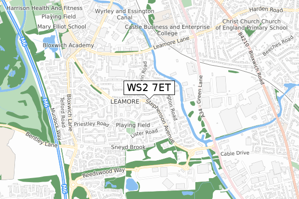 WS2 7ET map - small scale - OS Open Zoomstack (Ordnance Survey)