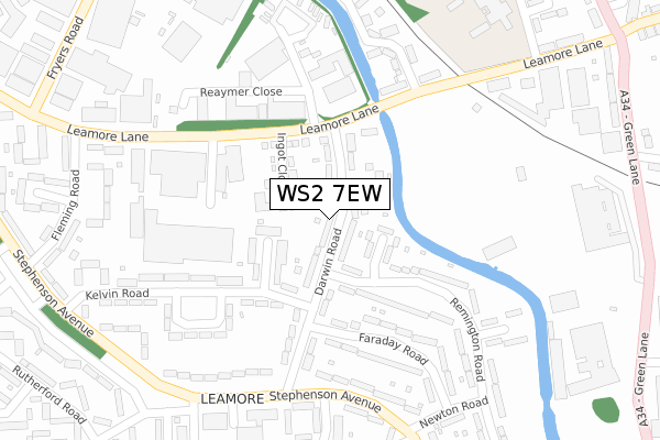 WS2 7EW map - large scale - OS Open Zoomstack (Ordnance Survey)